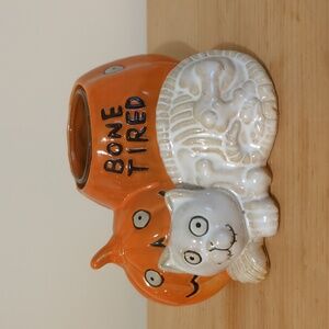 NWT Yankee Candle Boney Bunch 2014 Bone Tired Cat Votive Holder Kitty Skeleton